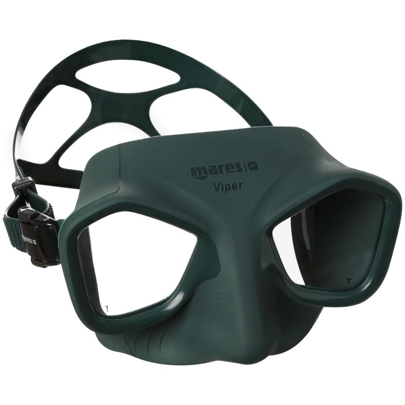 Mares Viper Mask for Freediving and Spearfishing - Low Volume Wide-Field Diving Mask with Fog-Resistant Silicone Skirt & Ergonomic Strap, Green/Black - Image 1